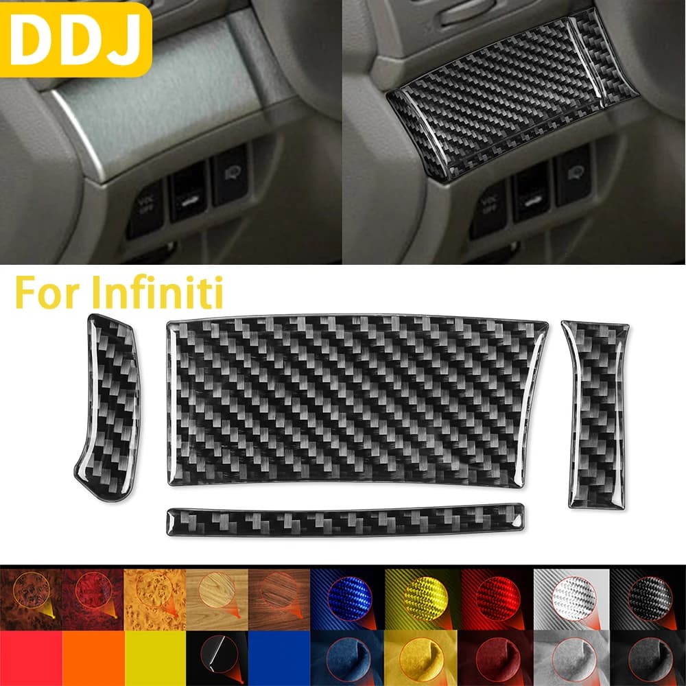For Infiniti G37 2010-2013 G25 11 12 Q60 14-15 Accessories Carbon Fiber Car Interior Steer Wheel Button Left Cover Trim Sticker