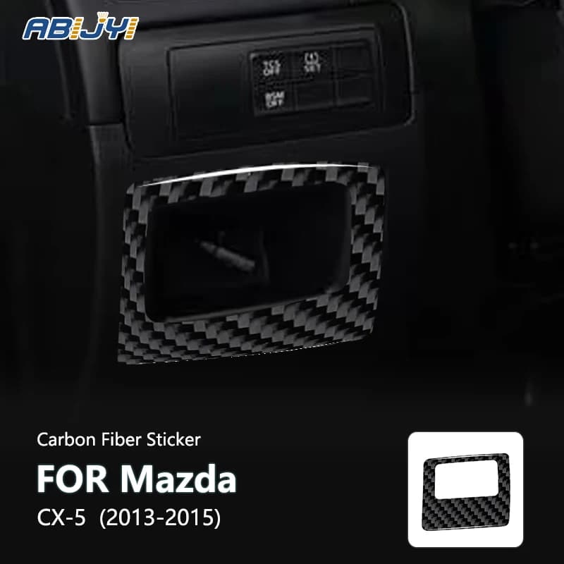 For Mazda CX-5 2013-2015 Accessories Carbon Fiber Style Steering Wheel Left Storage Box Trim Cover Trim Sticker Decoration