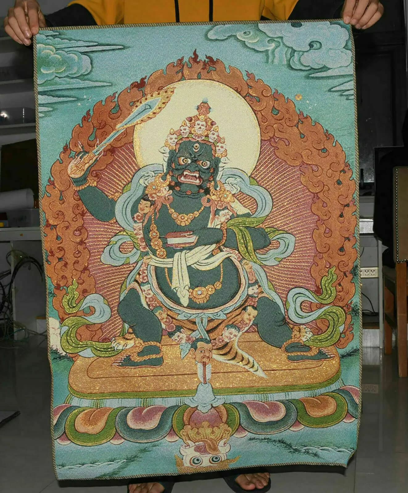 Tibet Cloth Yamantaka Yama Dharmaraja Buddha Thangka Tangka Mural Painting