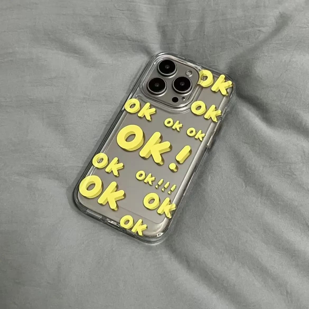 OK Personalized Art yellow Letters full screen Phone Case For iPhone16 15 14 13 12 11 Pro Max XR XS 14 Plus Y2K Creative Cover