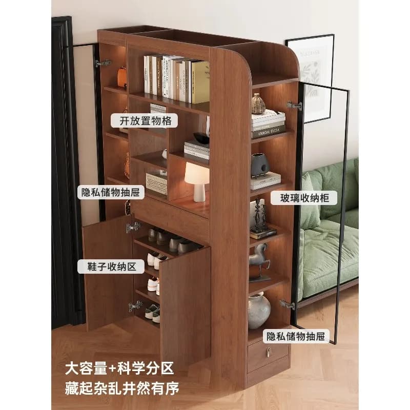B6  living room sofa partition cabinet new medieval entrance cabinet solid wood integrated household home screen