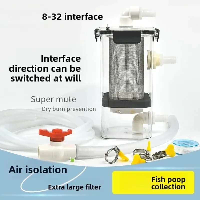 Fish Stool Collector Precipitation Type Fecal Suction Tank Front  Screen Separation Upper Lower Bottom Filter External Fish
