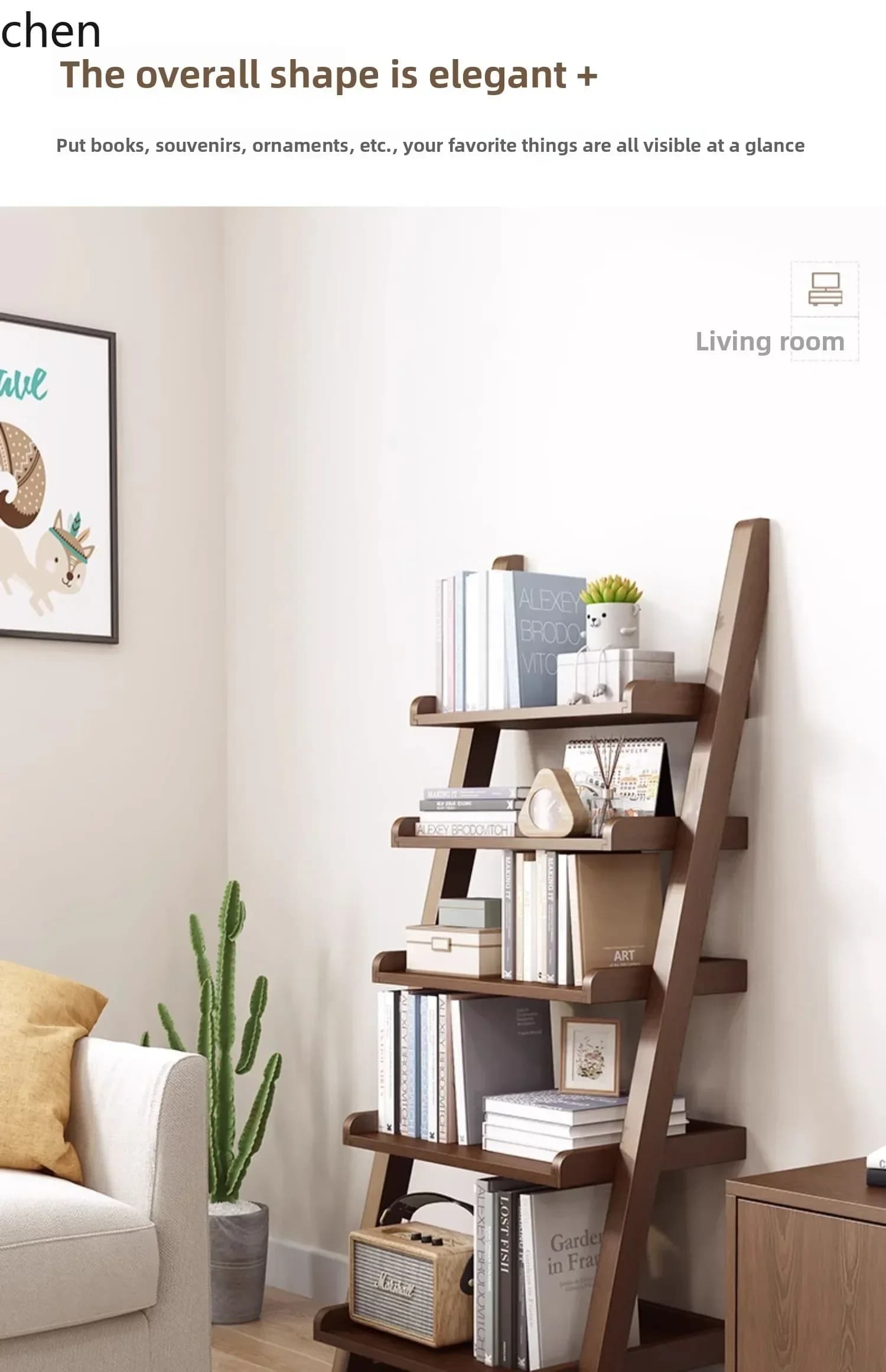 DSA  solid wood bookshelf simple bookcase living room home multi-layer floor storage rack shelf