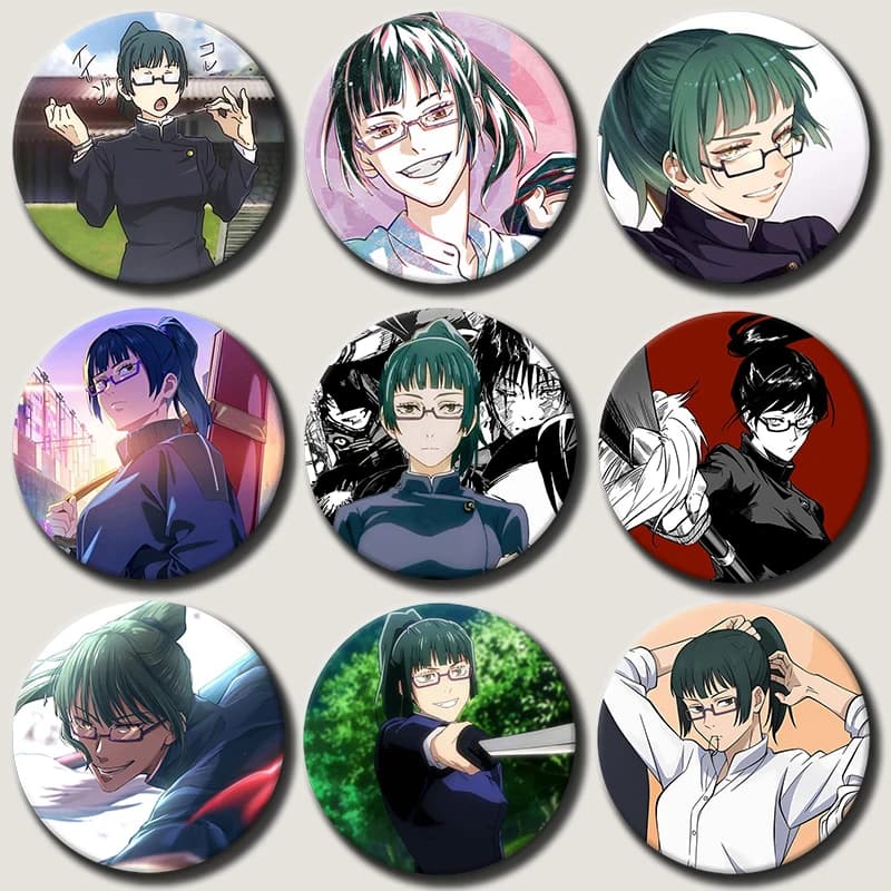 Anime Role Play Maki Zenin Pins Badge Cartoon Originality Brooches for Backpack Hat Clothes Decoration Fans Collection Gifts