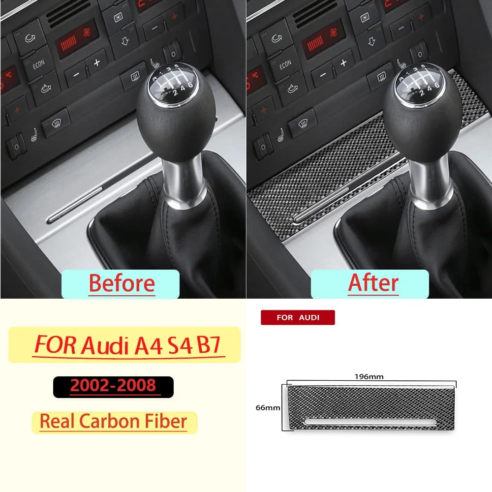 Real Soft Carbon Fiber For Audi A4 S4 B7 2002-2008 Car Ashtray Panel Trim Customizable Car Sticker Interior Accessories