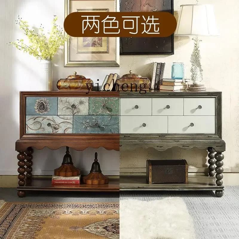 t-20  solid wood dining side cabinet retro and old living room storage locker entrance
