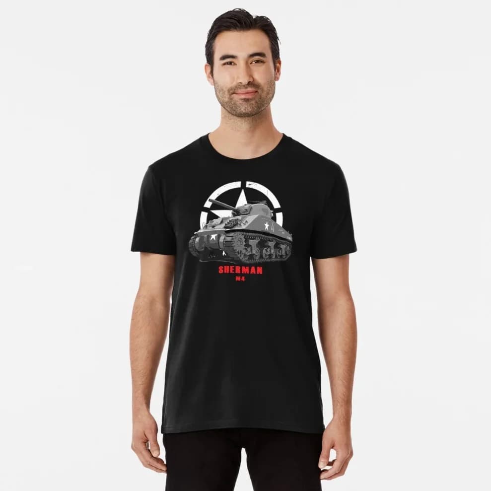 American M4 Sherman Medium Tank T-Shirt 100% Cotton O-Neck Short Sleeve Summer Casual Mens T-shirt Size S-3XL