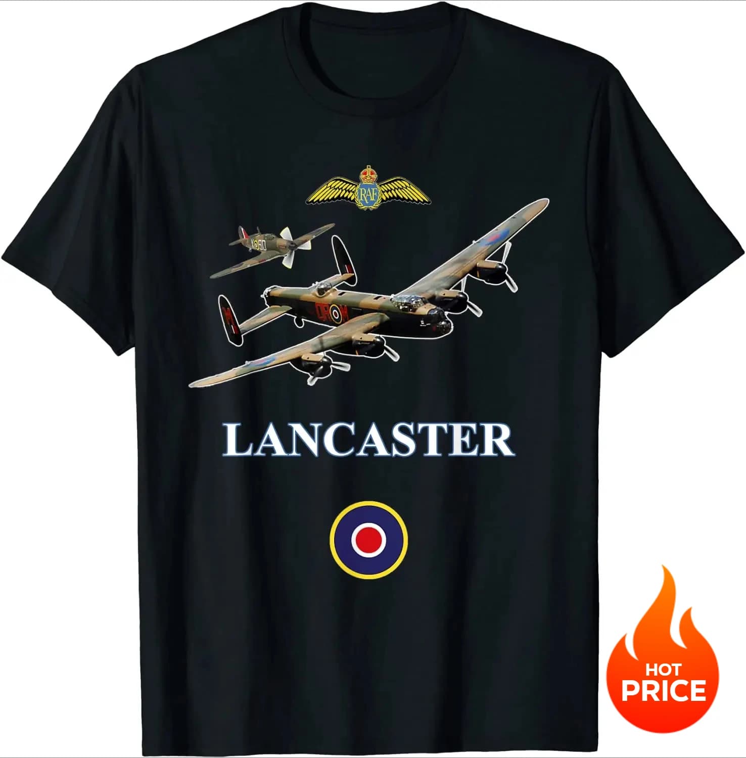 British RAF Lancaster  Bomber Aircraft T-Shirt 100% Cotton O-Neck Short Sleeve Summer Casual Mens T-shirt Streetwear
