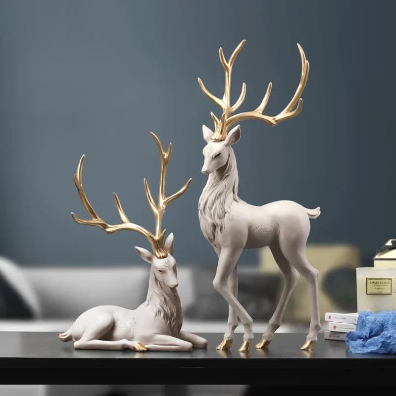 Estatua de ciervo de alce de resina Ermakova, estatuilla de Reno, escultura de ELK para sala de estar, decoración del hogar de l