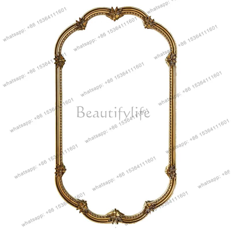 French retro carved mirror toilet wall bathroom European vanity mirror fireplace