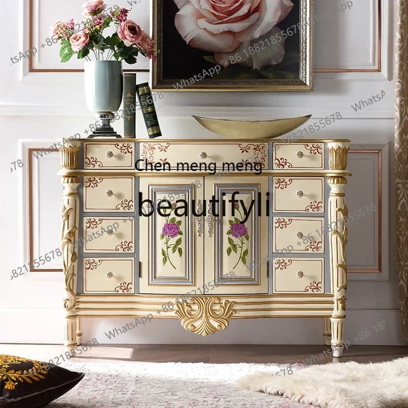 D178  European side cabinet painted porch storage cabinet restaurant solid wood decorative cabinet