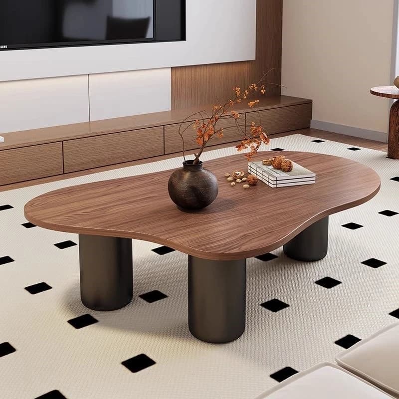 French minimalist light luxury retro walnut cloud coffee table small table small apartment living room home medium