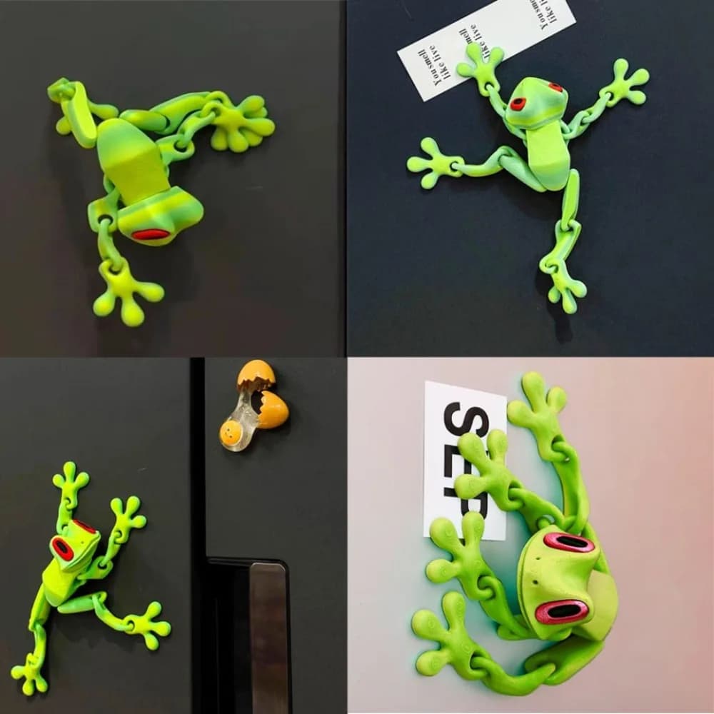 3D Frog Refrigerator Magnets Set Creative Funny Lifelike Design Cute Whiteboard Stickers Kitchen Decor Decals