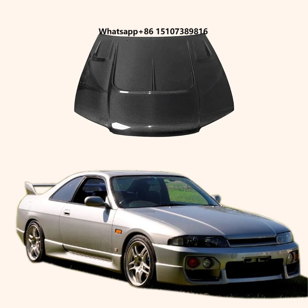 For Skyline R33 GTS Only 95-98 Carbon V2 Style Front Vented Cooling Hood