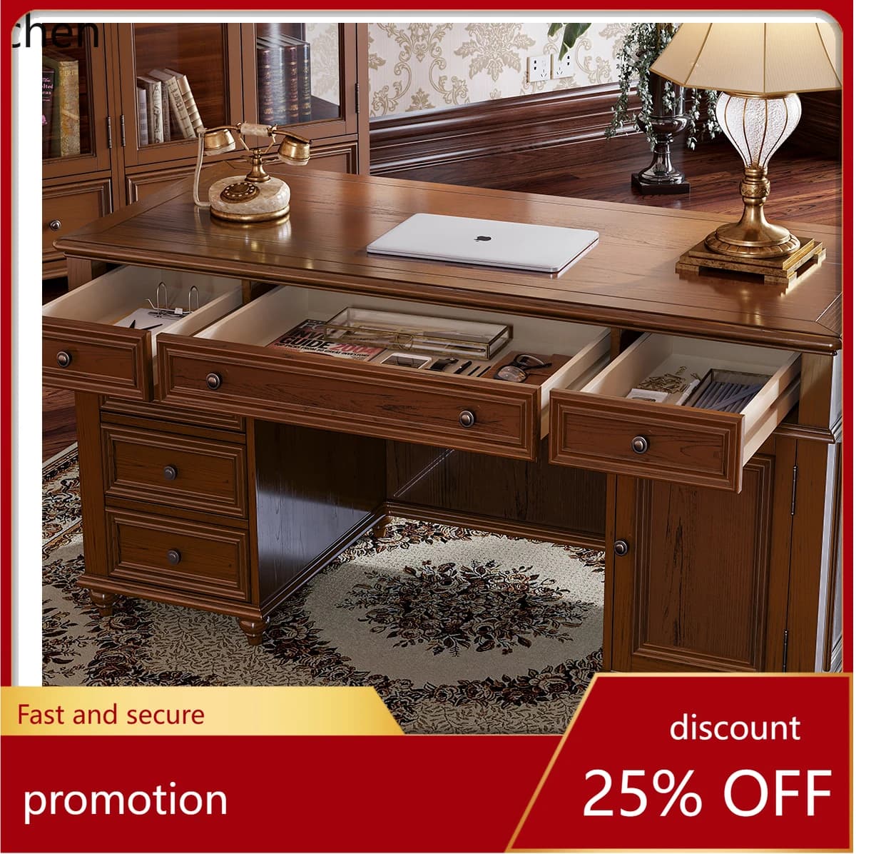 ZML Solid Wood Desk and Chair Set Modern Home Small Apartment Computer Desk Writing Desk