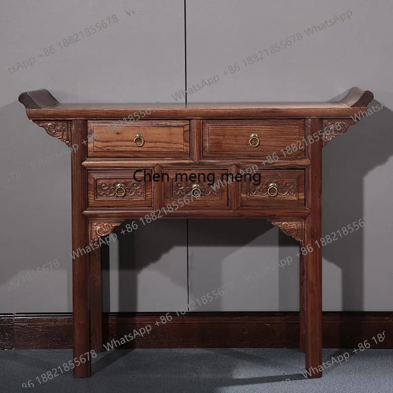 Offering table Buddhist platform household solid wood living room strip case Chinese simple entrance table Zen incense case  R