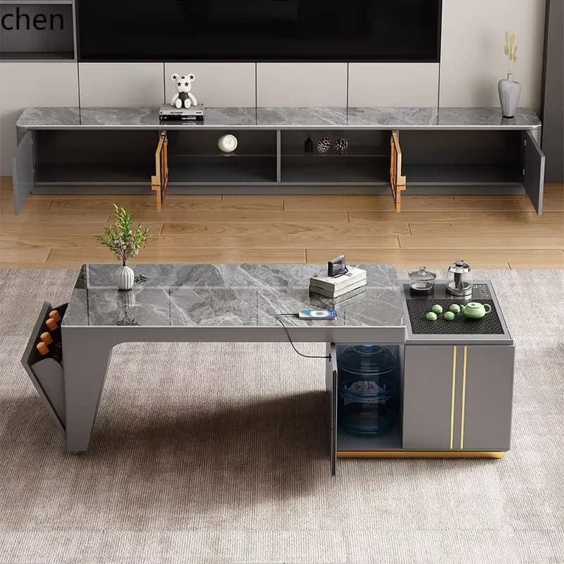 Multifunctional Adjustable Coffee Table with Induction Cooker Dining Table Integrated Living Room Modern Kung Fu Tea Table