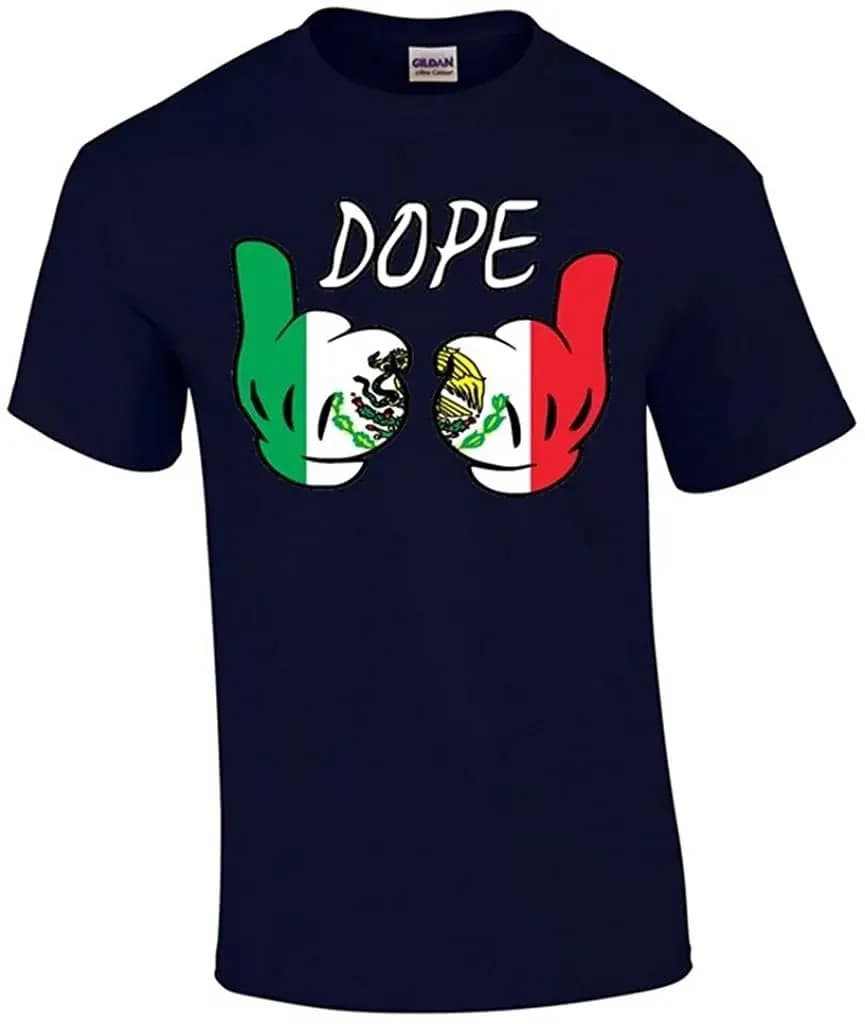 Creative Design Letter "Dope" Mexican Flag Cartoon Hands T-Shirt. Summer Cotton Short Sleeve O-Neck Mens T Shirt New S-3XL