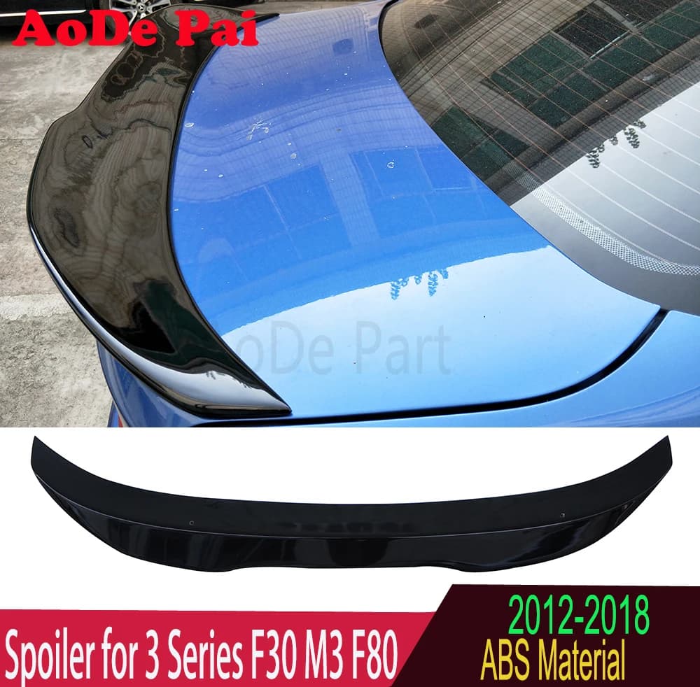Glossy Black ABS Rear Boot Trunk Wings Spoiler for BMW 3 Series F30 & M3 F80 2012-2018