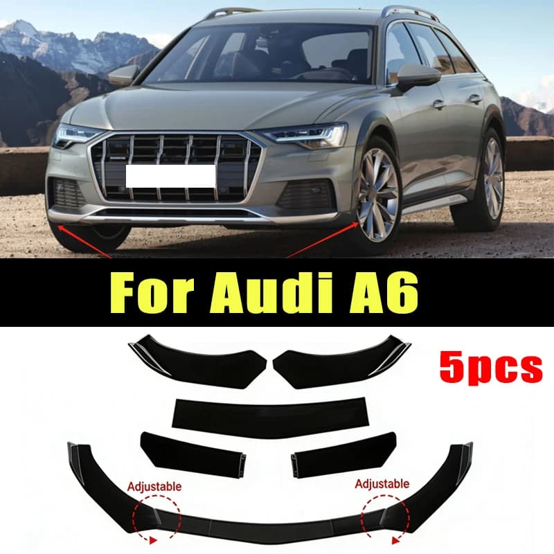 5Pcs ABS Material Universal Car Front Bumper Separator Bumper Lip Body Kit Duck Lip Separator For Audi A6 Car Accessories