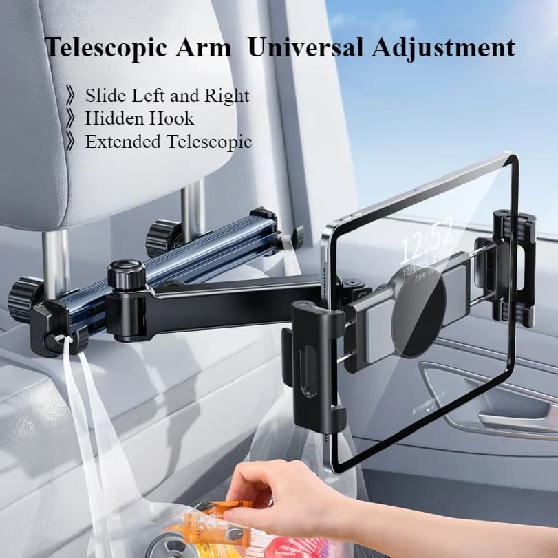 Telescopic Car Phone Holder Tablet Seat Back Stand Headrest Adjustable Magneitc Car Tablet Bracket for Device 5.6-11.8