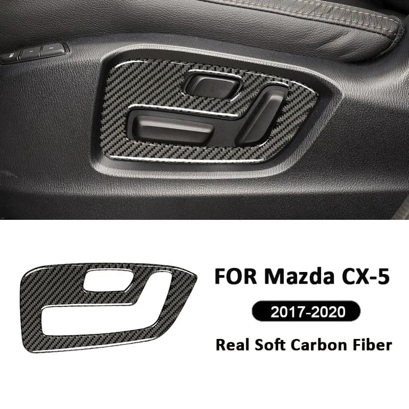 For Mazda CX-5 2017-2020 Carbon Fiber Car Power Seat Adjustment Panel Trim Frame Decoration Sticker Interior Accessories