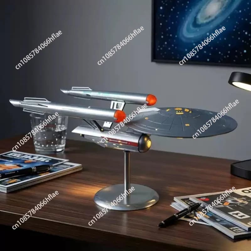 Handmade Metal Starship Model Kit, Steampunk Aircraft Replica Ornament for Home Display & Adult Collection