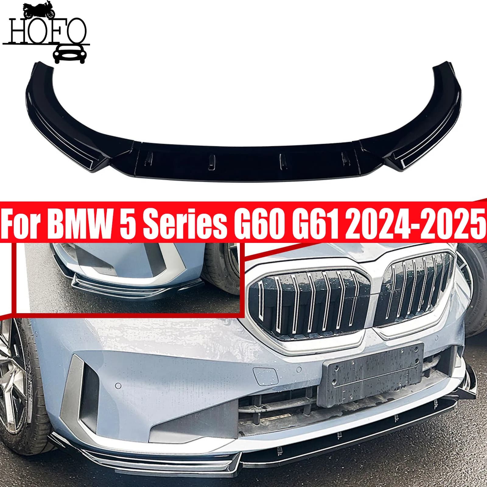 For BMW 5 Series G60 G61 2024-2025 Front Bumper Lip Diffuser Spoiler