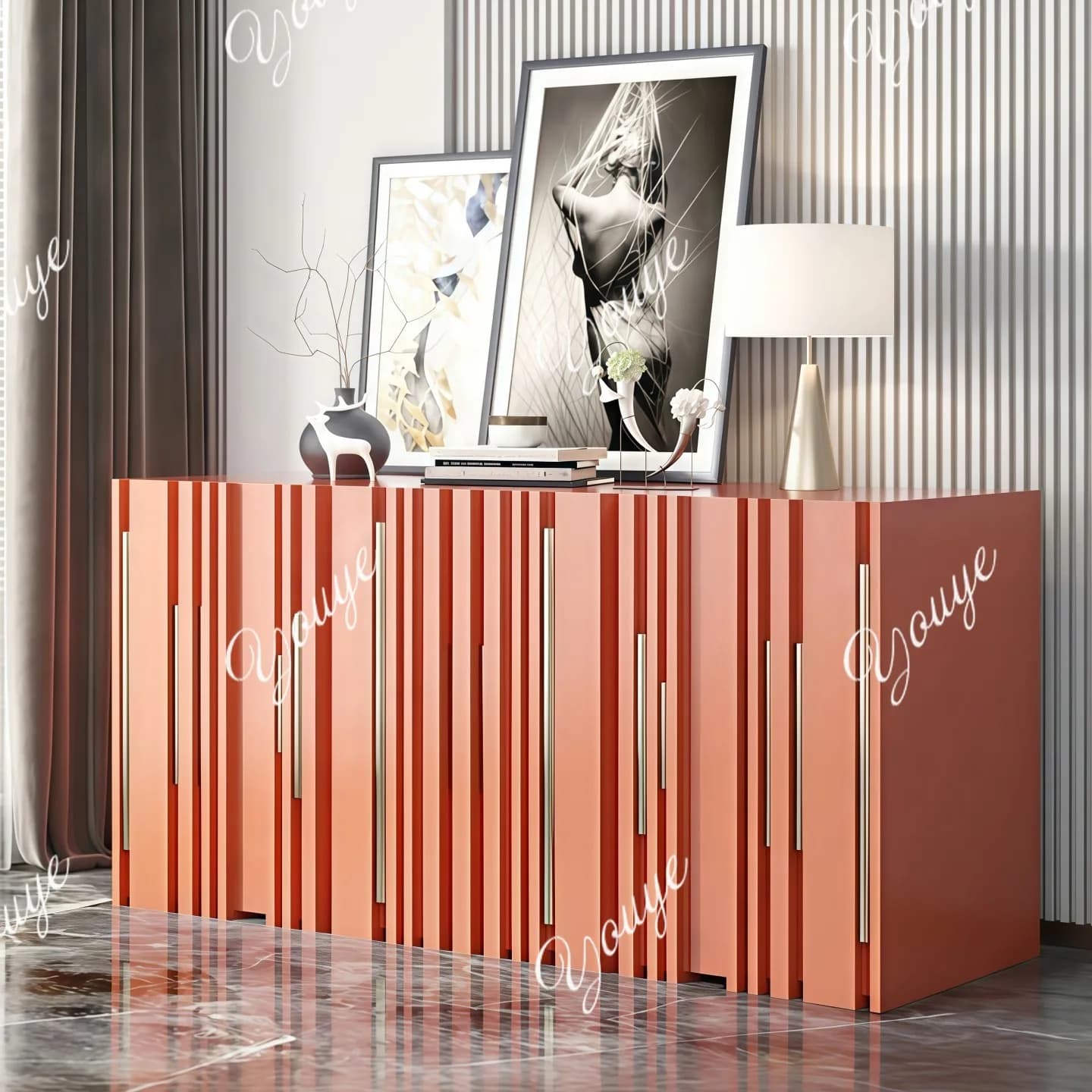 Medieval paint dining side cabinet entrance entrance living room wall locker storage decorative cabinet