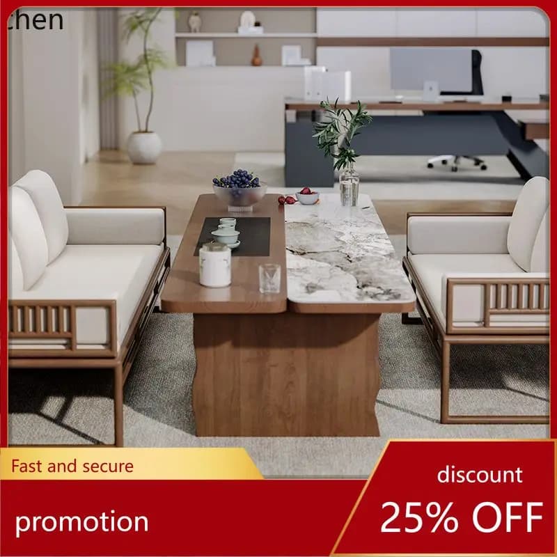 HT New Chinese Style Solid Wood Sofa Coffee Table TV Cabinet  Full Set Combination Elegant Modern Simple Furniture Villa