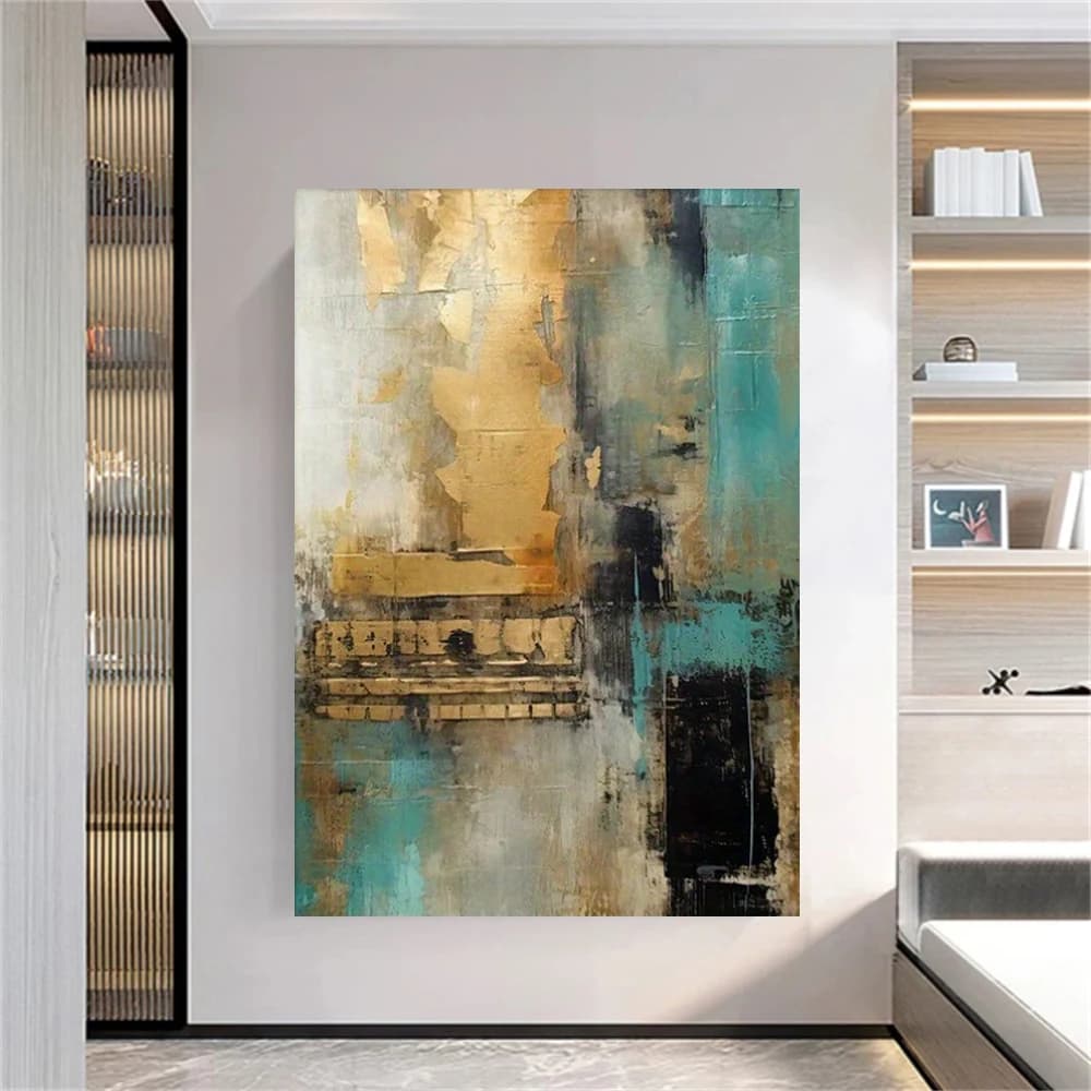Landscape image Modern Abstract Oil Painting on Canvas Blue Pop Home Decor Wall Picture 100% Handmade Artwork for Living Room