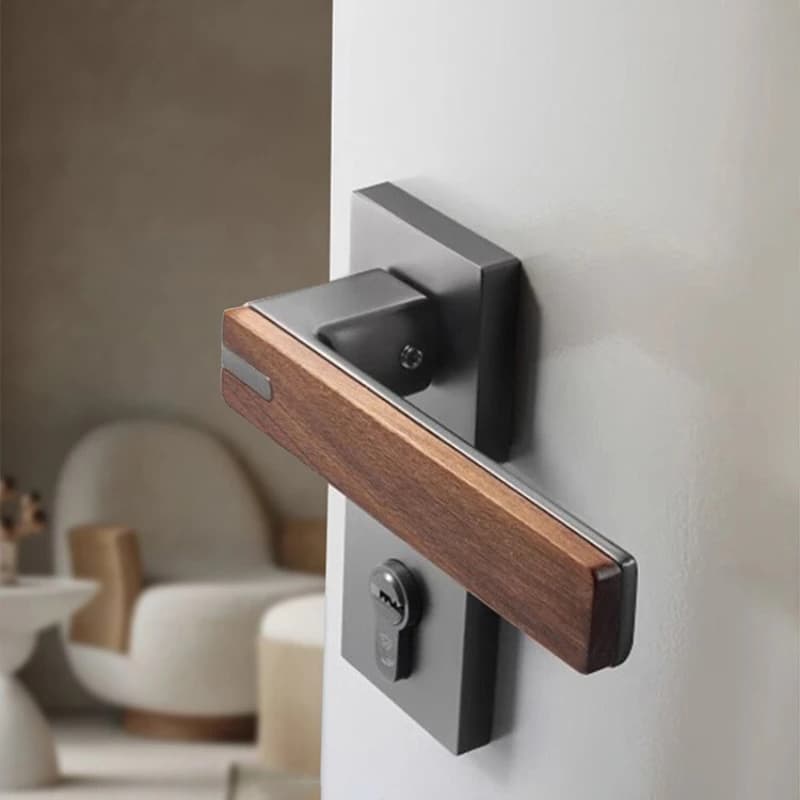 French door lock walnut interior bedroom household door handle new Chinese gun gray kitchen bathroom mute