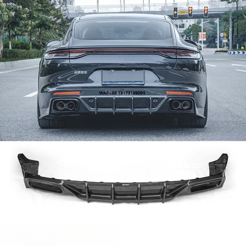 New for 971.1 971.2 Rear Bumper Diffuser Body Kit Dry Carbon Fiber Style 2017-2019