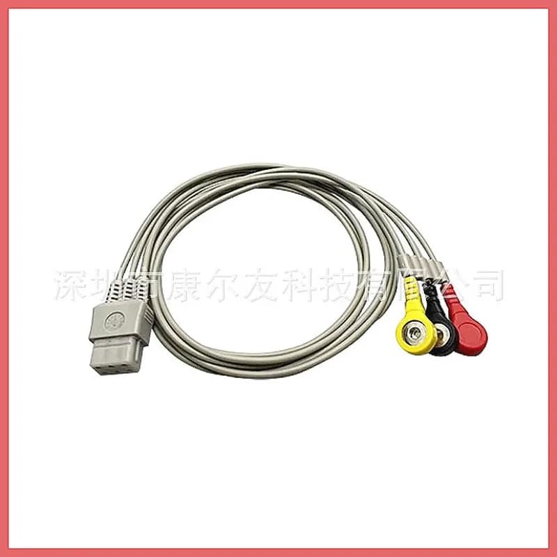 OEM Square 6-Pin Dynamic ECG Cable for Foster, 3-Lead Snap Electrode Wire, Medical Grade