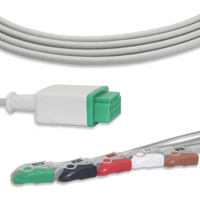 Cable Biometric Cable 5 Lead EKG Compatible GE B20/B560/B40/B650 11 Pin Pinch Type