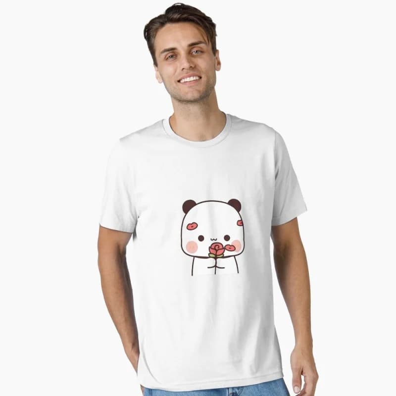 Valentine's day with Bubu Funny Gift t shirt ‌kawaii‌ Panda Bear Cartoon Graphic tee Cute Y2K Clothes 100% cotton All size Tee