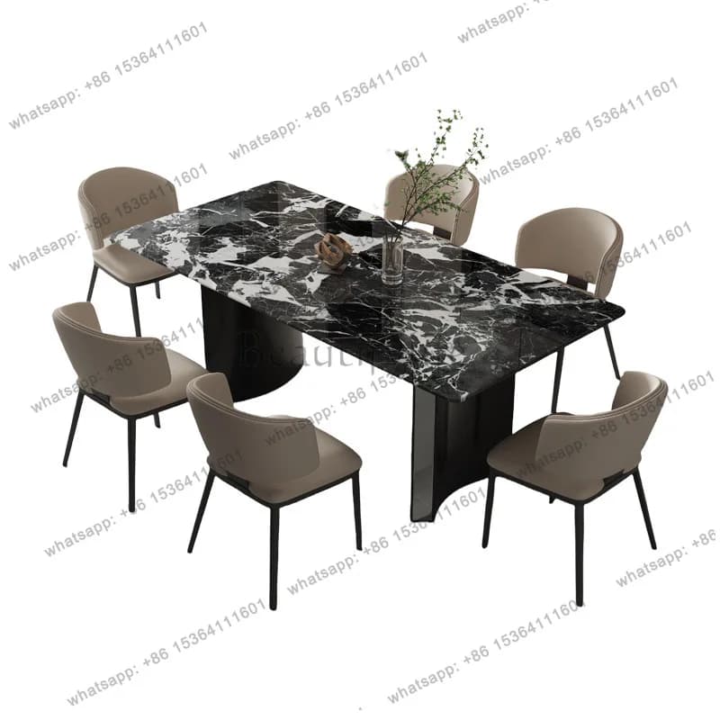 Dining table Modern simple rectangular household high-end marble dining table