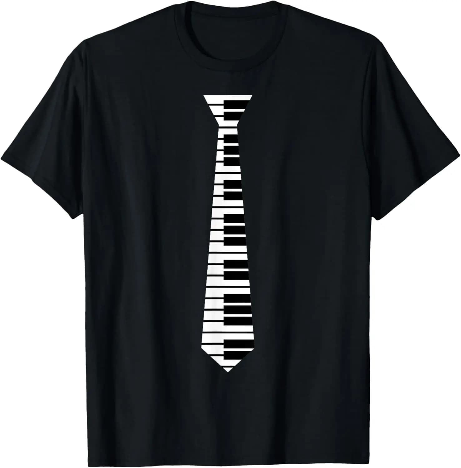 Piano Neck Tie Funny Humorous Keyboard Music Player Fun Gift T-Shirt Custom Printed Graphic T Shirts Mens Clothing  Ropa Hombre