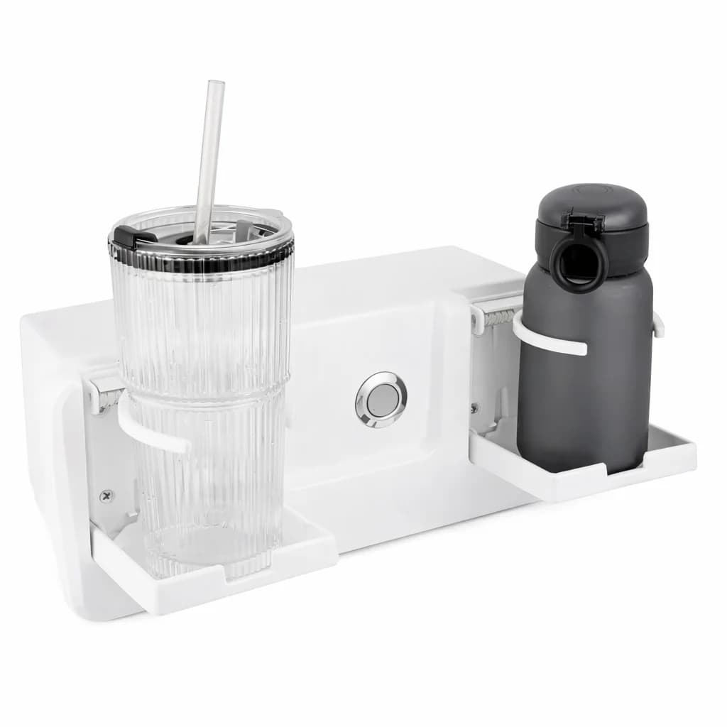 ABS External Dual Cup Holder With Lock Storage Box Marine RV Built in Retrofit Accessory