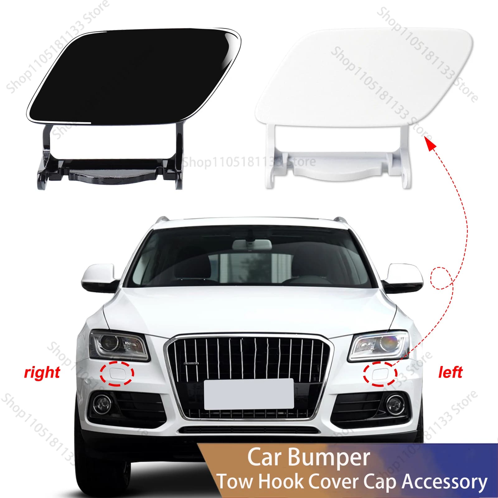 For Audi Q5 2013-2016 Front Bumper Headlight Washer Cover 8R0955275C Left Right Pair OE Replacement Premium Quality