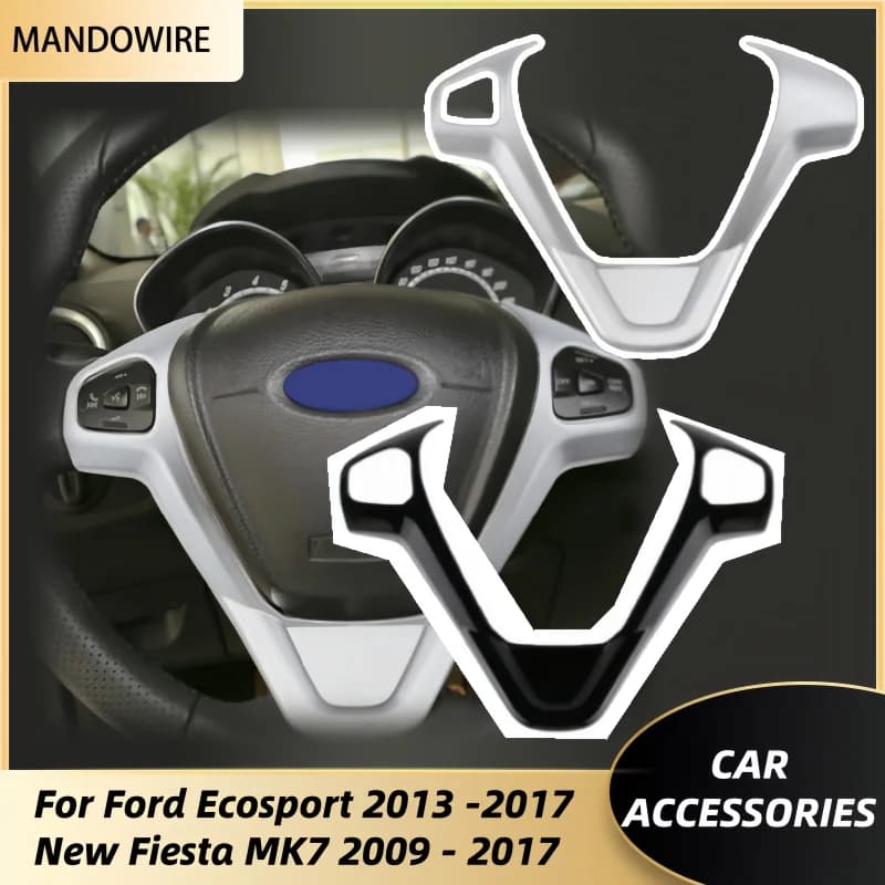 For Ford Ecosport 2013 -2017 New Fiesta MK7 2009 - 2017 Car Steering Wheel Cover Sequin Trim Sticker Interior Accessories