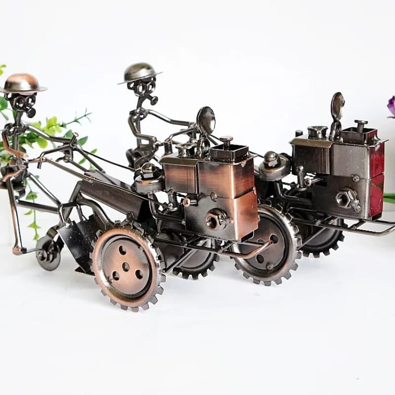 Electroplated Iron Tractor Model, Metal Crafts, Office Furniture, Creative Decoration, Vehicle, Micro Desktop Art
