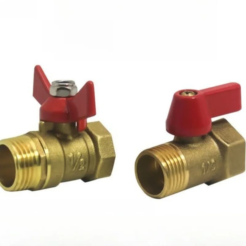 DN15 4-Point Brass Butterfly Valve - Male&Female Thread Right Angle Water Heater Valve Switch