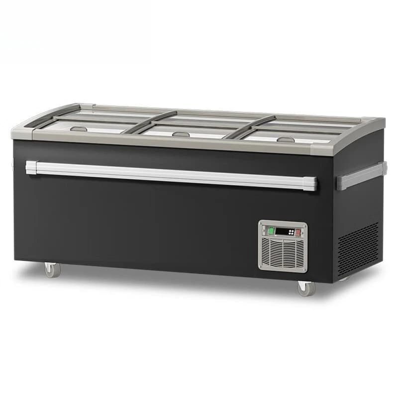 Commercial supermarket combination island cabinet horizontal large-capacity fresh-keeping freezer fresh meat fruit refrigeration