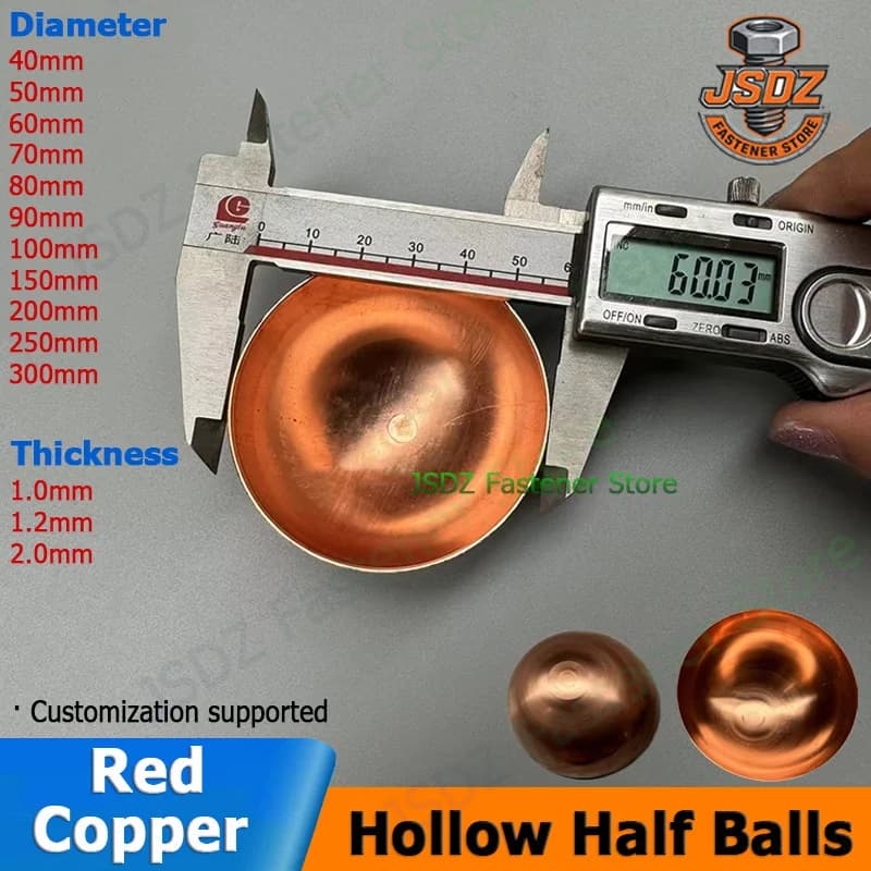 1-10pcs  OD 40-300mm Red Copper Hollow Hemisphere Semisphere Half Balls Decoration Sealing Plug Pipe Cap Heat Dissipation