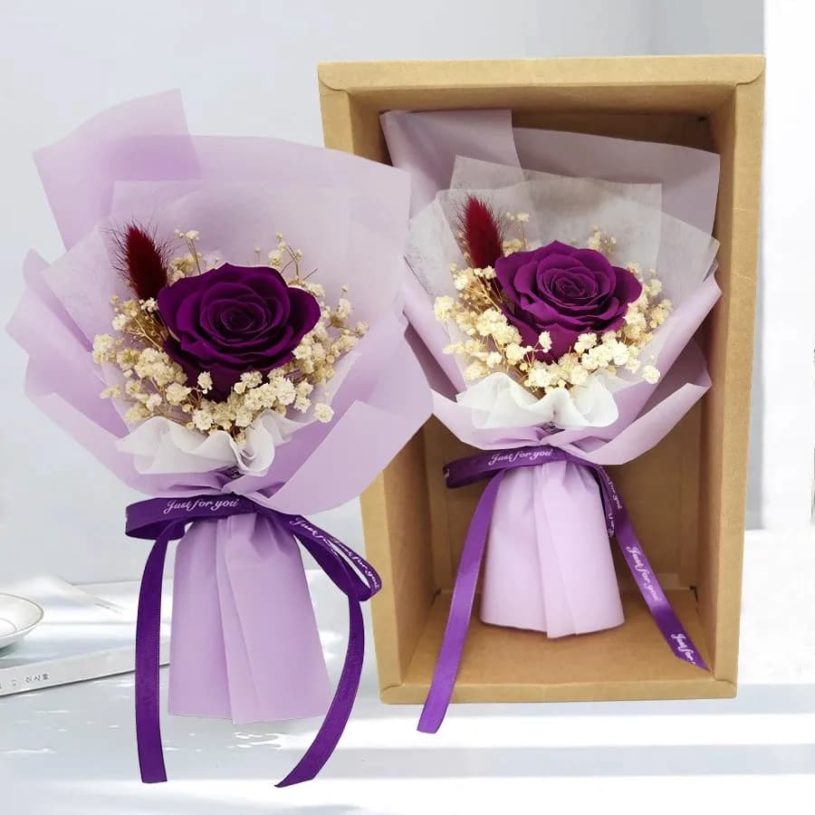 Valentine'S Day Gift For Your Girlfriend - Genuine Rose Box Set As A Souvenir, Everlasting Flower Bouquet, Dried Flowers