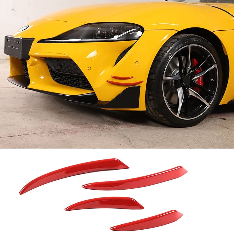 ABS Red For Toyota Supra A90 A91 2019-2025 Front Bumper Side Splitters Canards Vents Wind Knife Car Modification Accessories