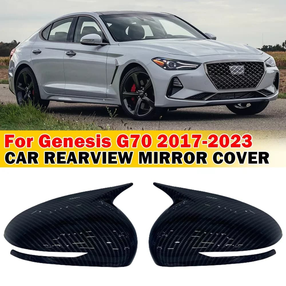 For Genesis G70 2017-2023 Car Sticker Rearview Side Mirror Cover Wing Cap Exterior Door Rear View Case Trim Carbon Accessorie