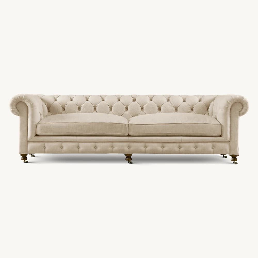 ！@ODM/OEM Classic Chesterfield Style Sofa American Luxury Living Room Furniture Kensington Fabric Linen Sofa