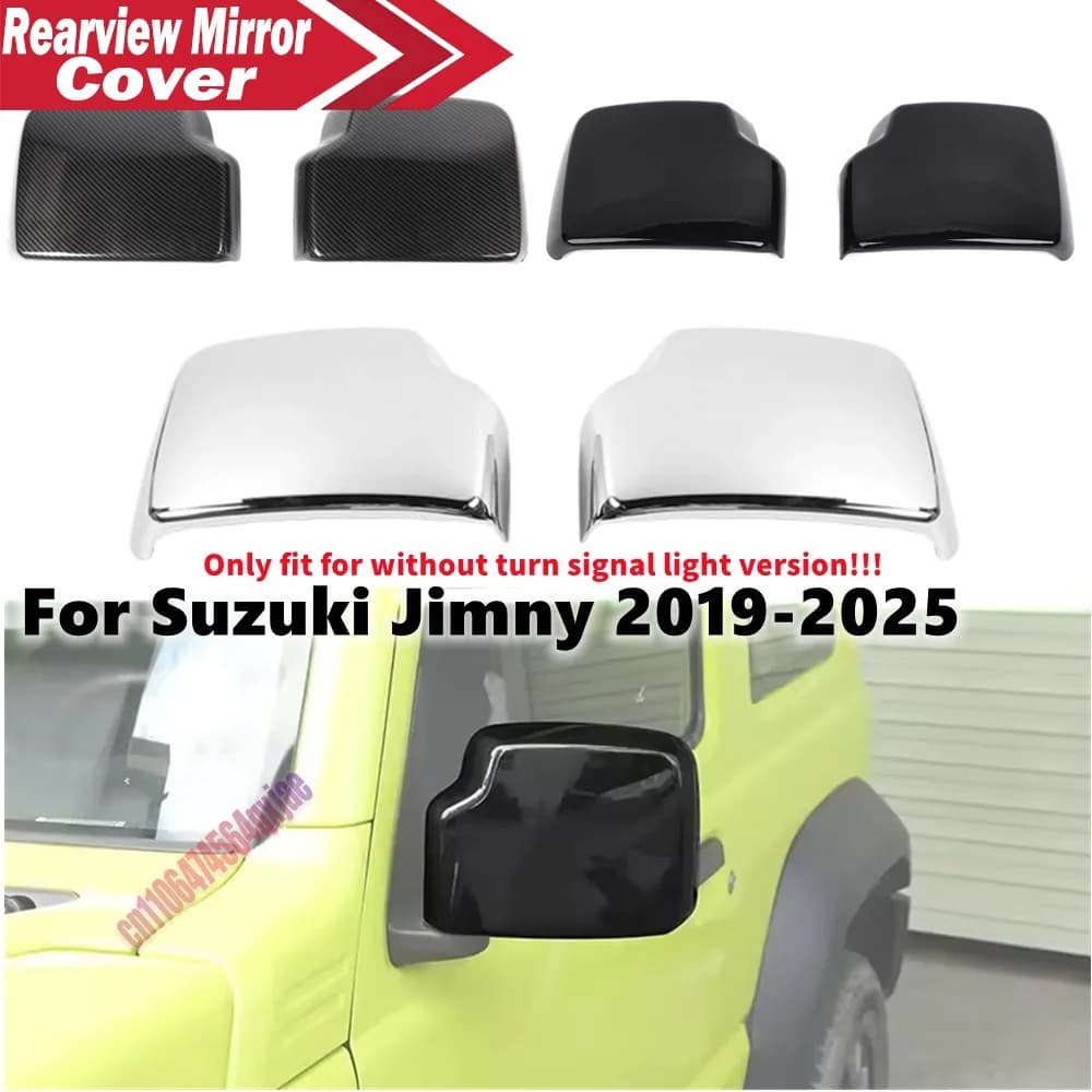 For Suzuki Jimny 2019-2025 ABS Car Rearview Side Mirror Cover Wing Cap Exterior Door Housing Trim Adhesive Sticker
